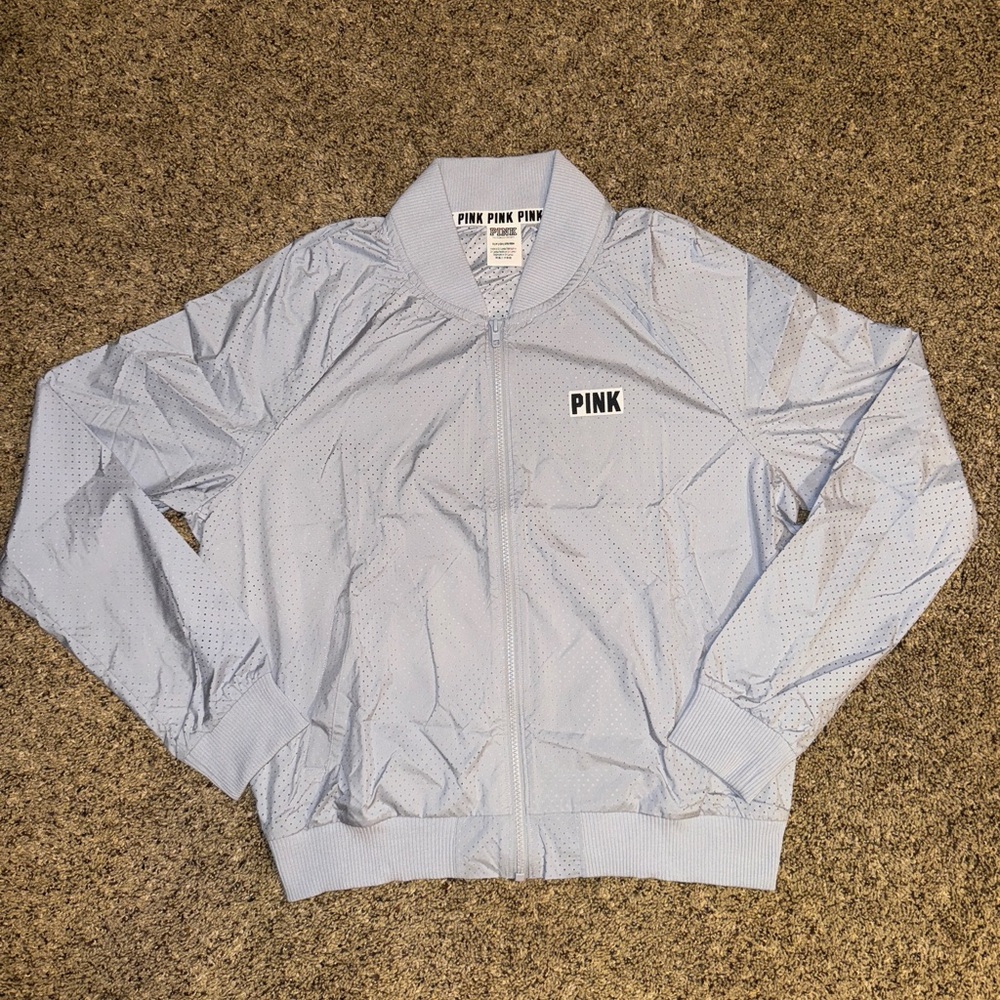 PINK Victoria’s Secret athletic zip up. Size small. Light blue/grey